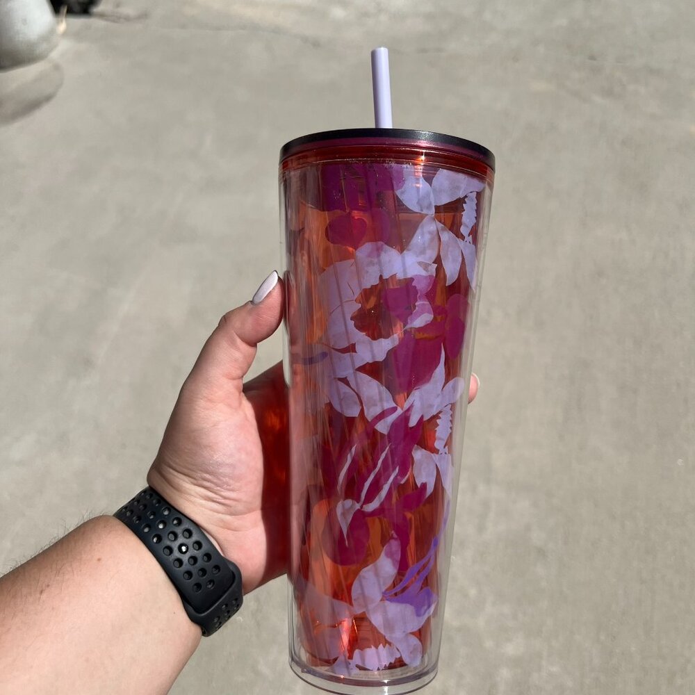 Starbucks Venti Purple floral Tumbler Cold Cup - NWT